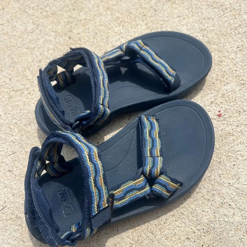 Teva Navy Blue Kids Sandals with Yellow-Trim Straps
